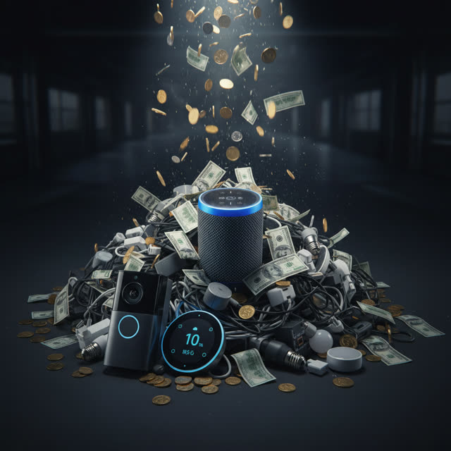 Smart home devices buried under dollar bills